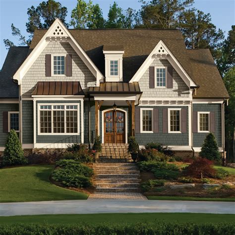 gray houses with brown roofs